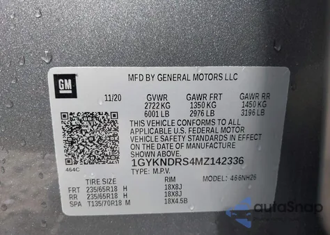 2021 Cadillac Xt5 Awd Premium Luxury z USA, uszkodzony, nr VIN 1GYKNDRS4MZ142336